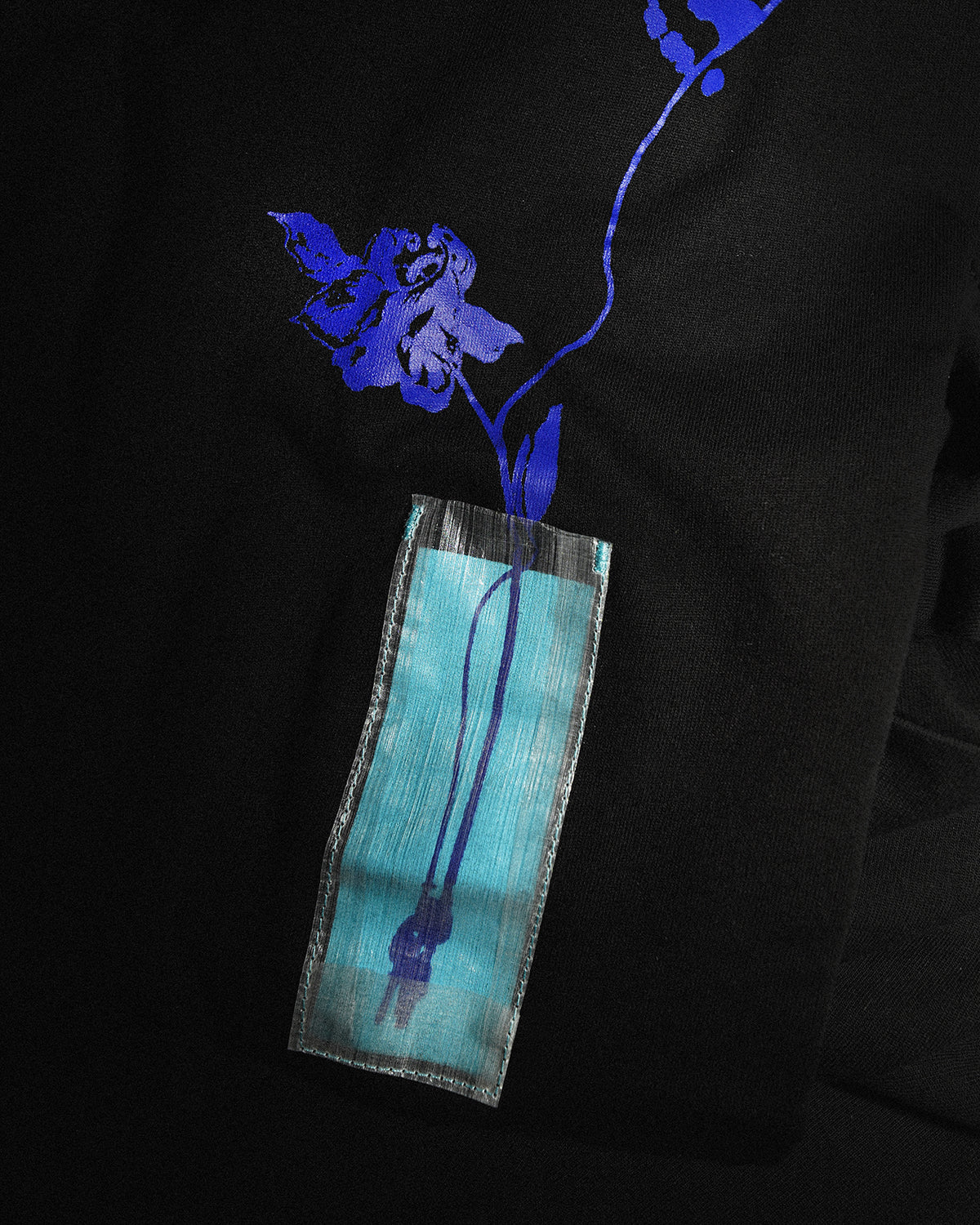Wilting Lily | Oversized Tee | Black + Blue