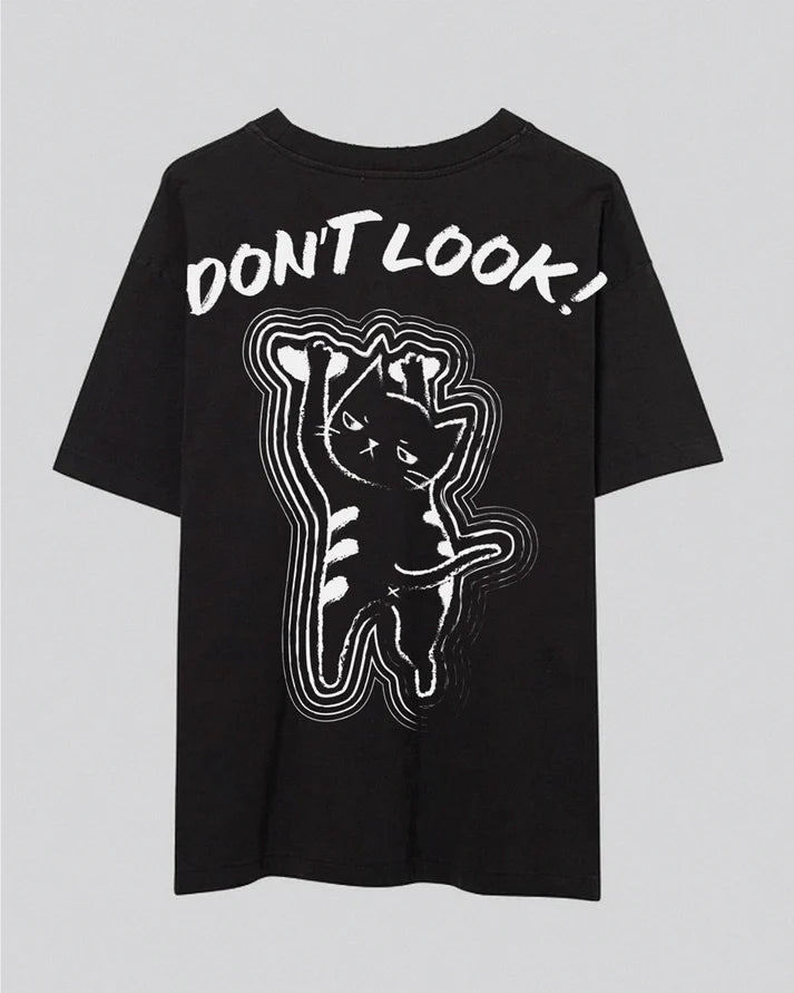 Don't Look | Oversized Tee | Black + White