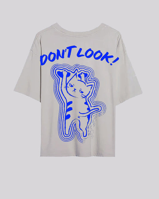 Don't Look | Boxy Tee | Gray + Blue