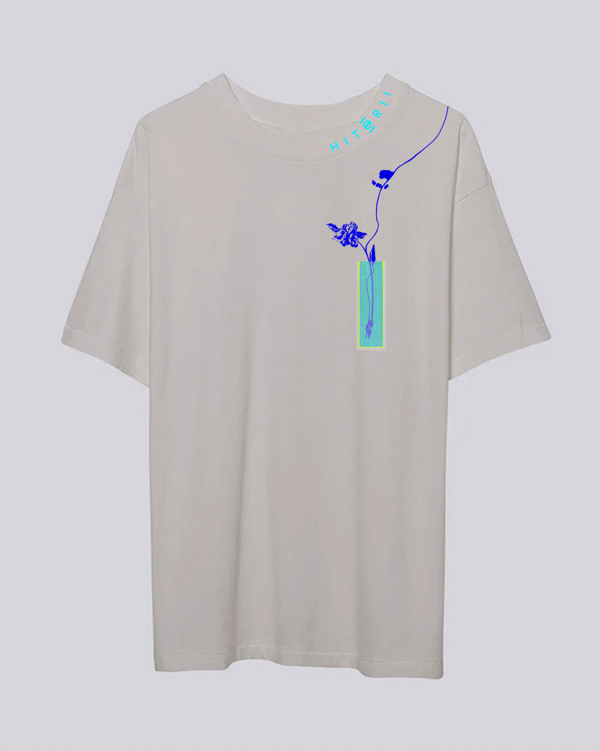 Wilting Lily | Oversized Tee | Gray + Blue
