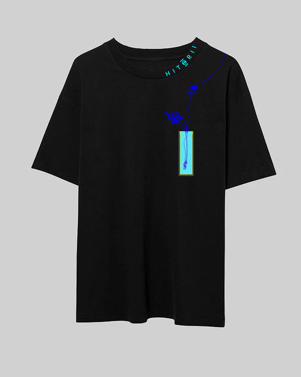 Wilting Lily | Oversized Tee | Black + Blue