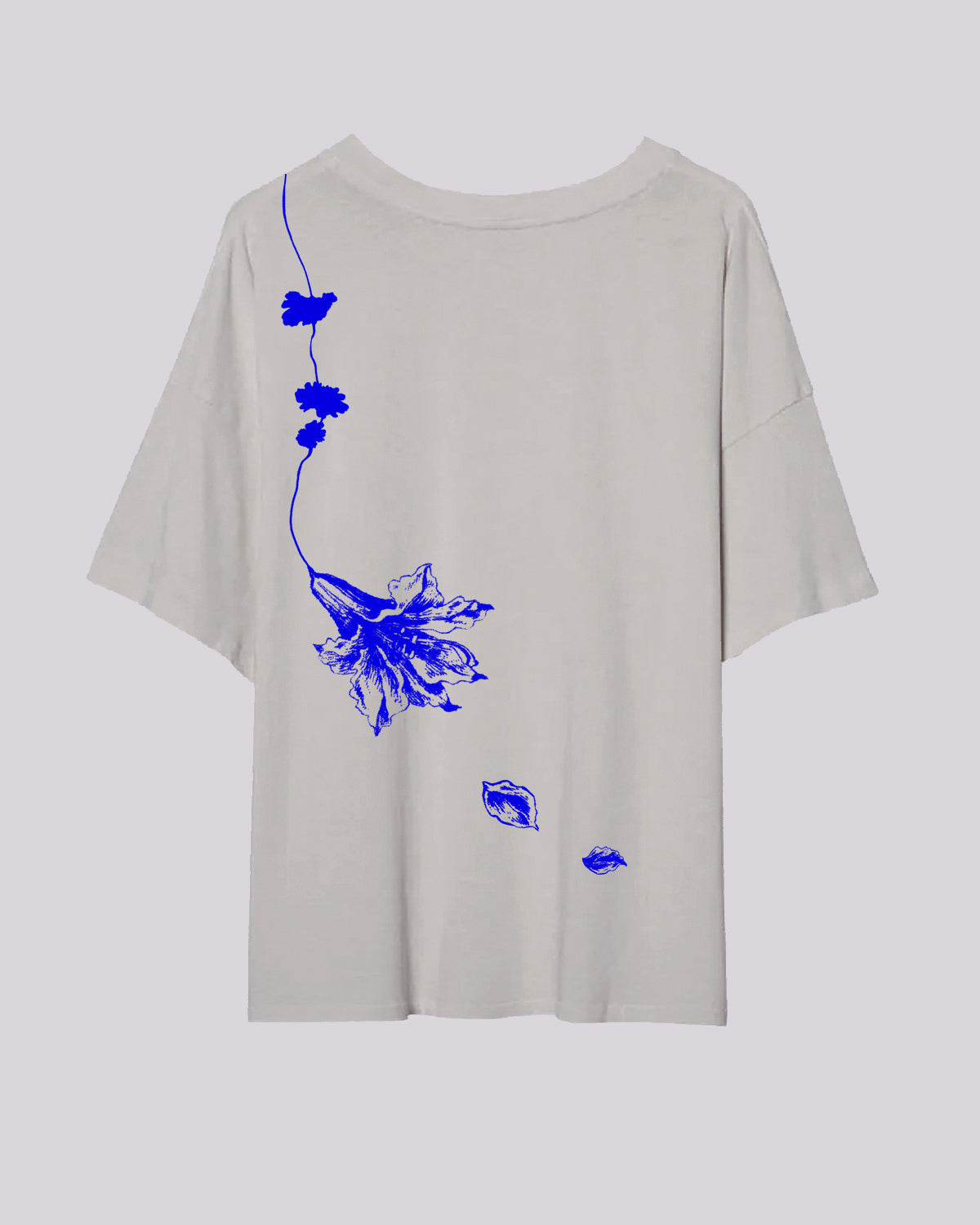 Wilting Lily | Boxy Tee | Gray + Blue