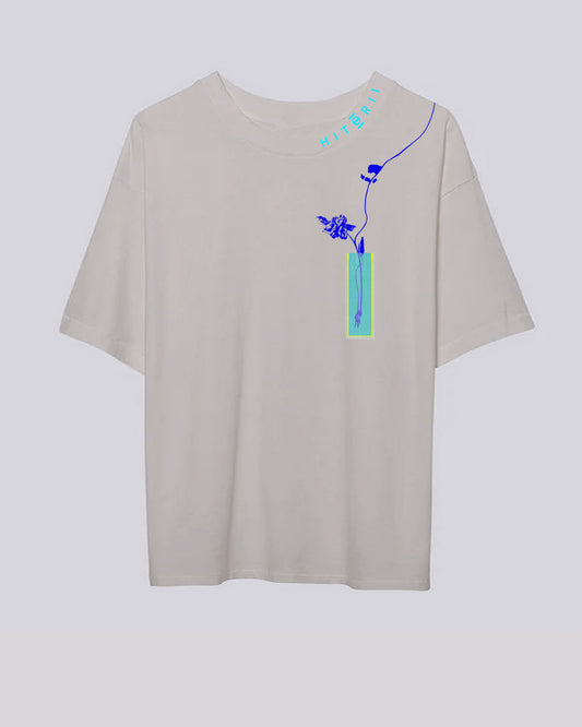 Wilting Lily | Boxy Tee | Gray + Blue