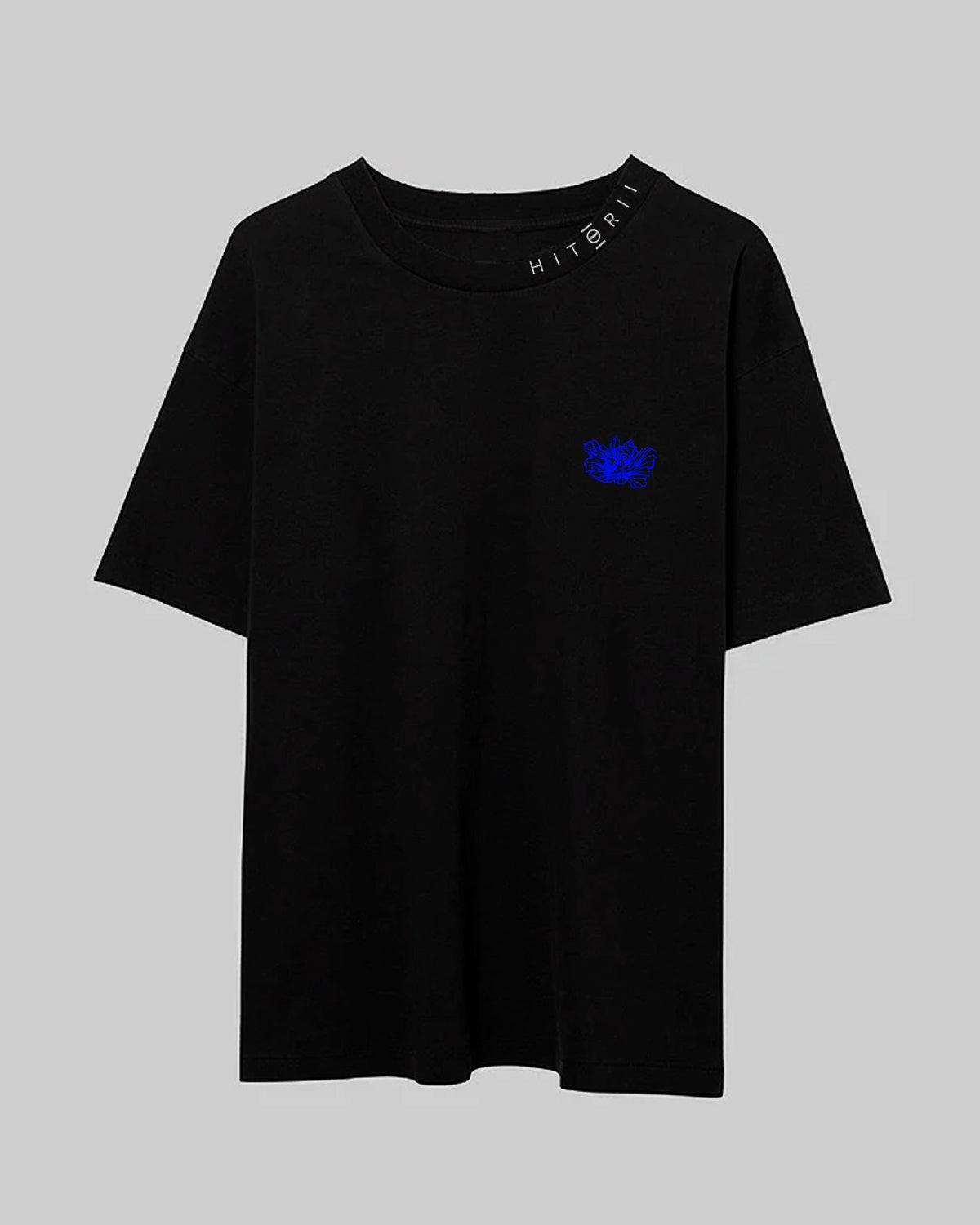 Girl in Peonies | Oversized Tee | Black + Blue