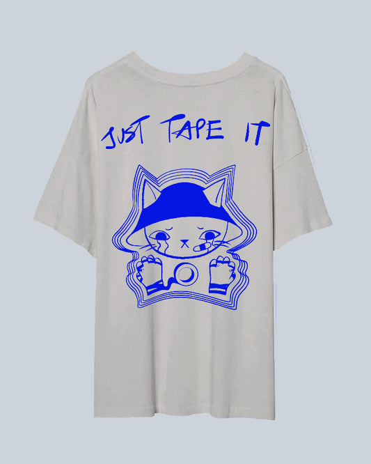 Just Tape It | Oversized Tee | Gray + Blue