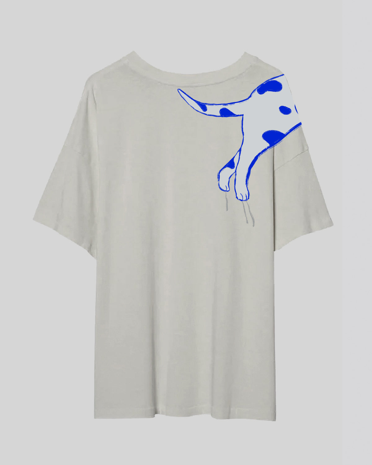 Shoulder Cat | Oversized Tee | Gray + Blue