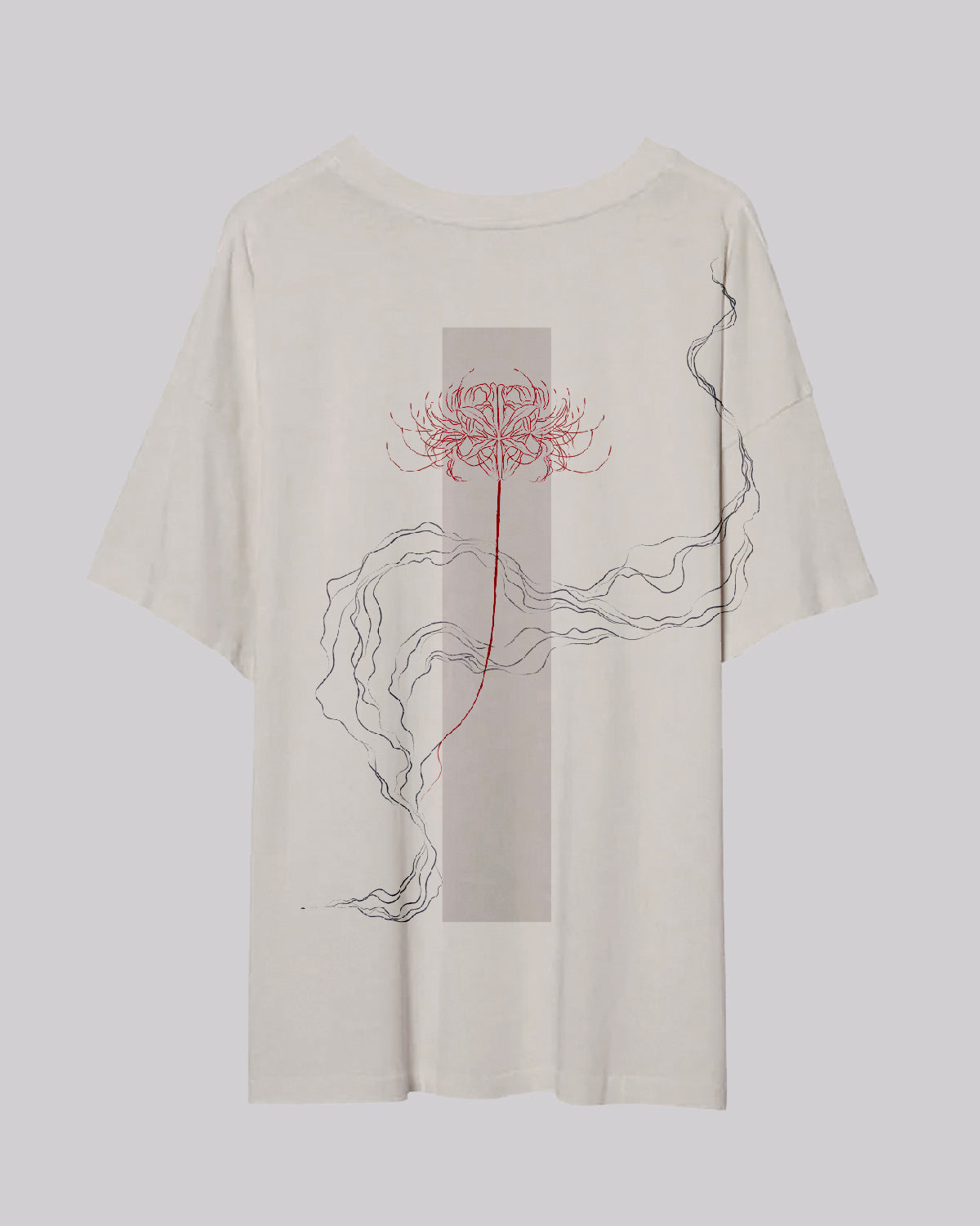 Red 彼岸花 (Higanbana) | Oversized Tee | Light Cream