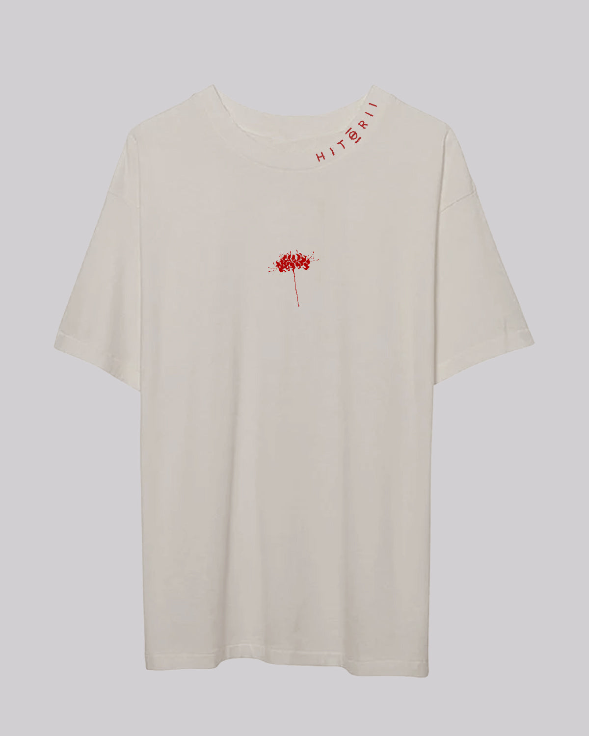 Red 彼岸花 (Higanbana) | Oversized Tee | Light Cream