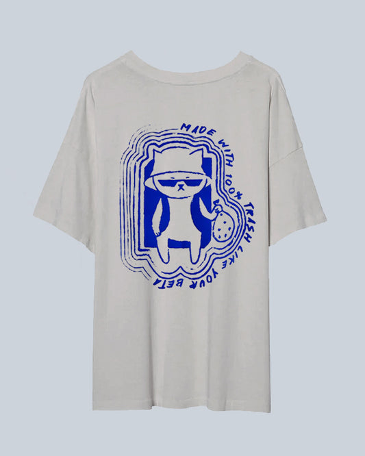 Hitorii Trash Tee 2.0 | Oversized Tee | Gray + Blue
