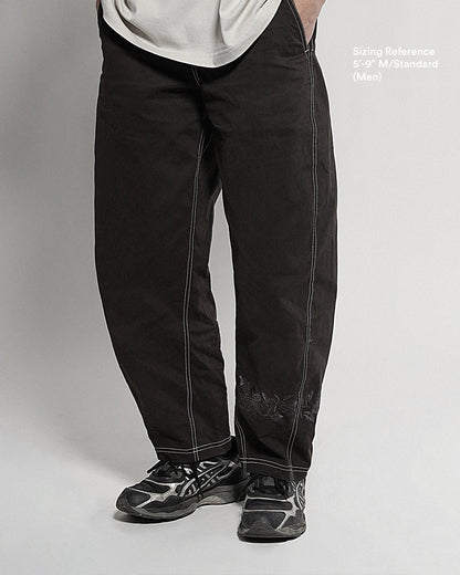 Barrel Pants | Khaki | Peonies