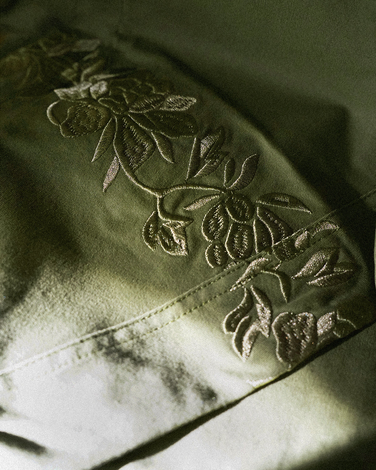 Barrel Pants | Olive Green | Peonies