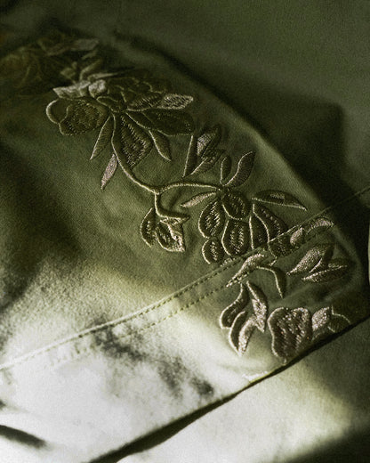 Barrel Pants | Olive Green | Peonies