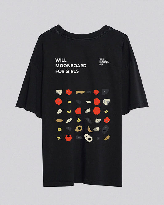 PRE-ORDER Will Board For Girls | Oversized Tee | Vintage Black
