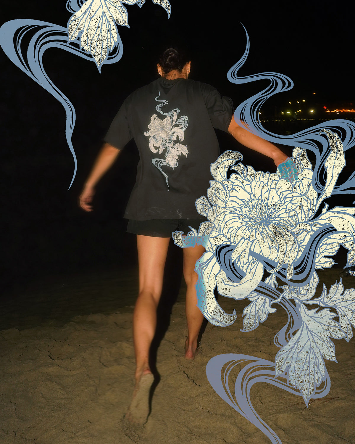 Kiku (Chrysanthemum) | Oversized Tee | Charcoal