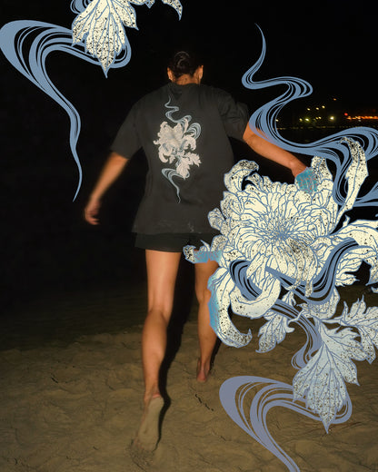 Kiku (Chrysanthemum) | Oversized Tee | Charcoal