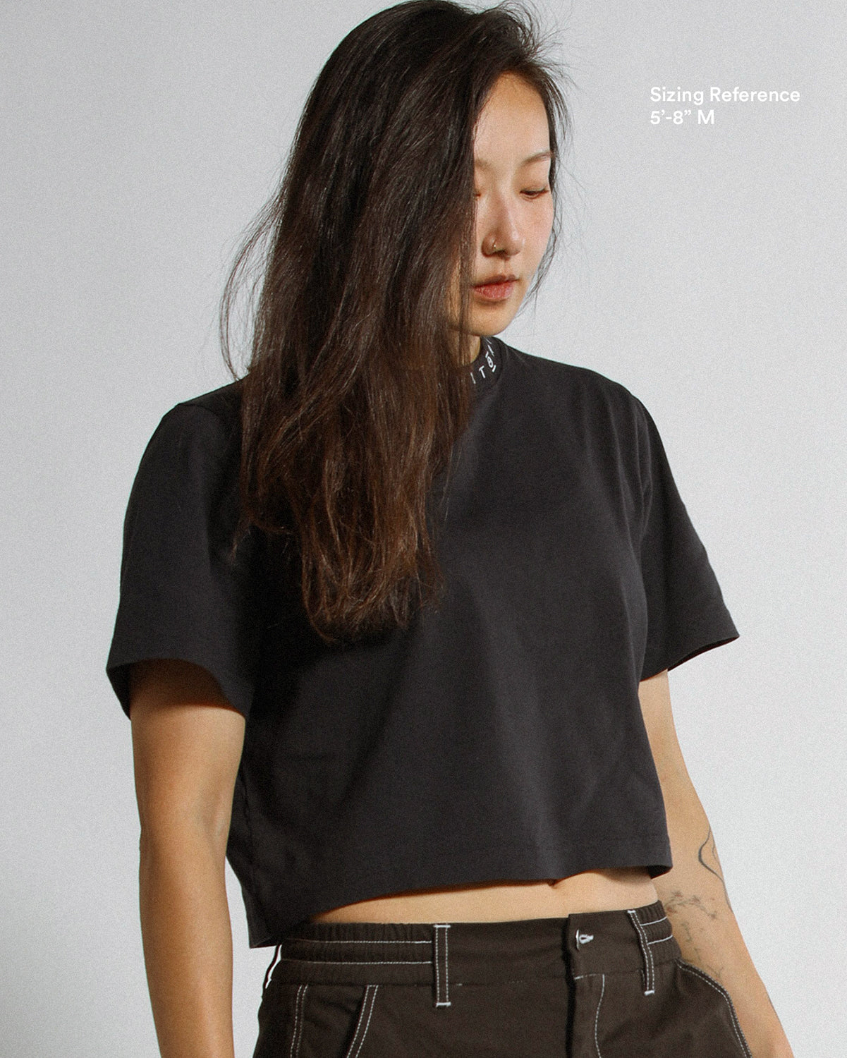 Don't Look | Crop Tee | Charcoal