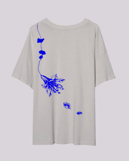 PRE-ORDER | Wilting Lily | Oversized Tee | Gray + Blue