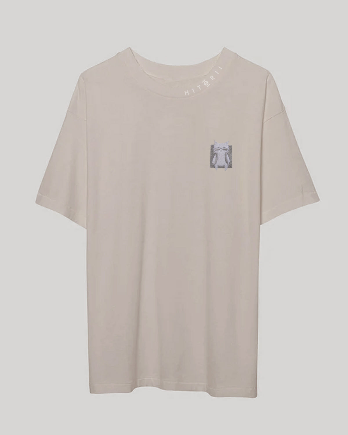 Embroidered Mao /// Oversized Tee /// Undyed Cotton (Cream)