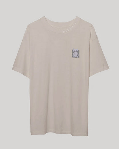 Embroidered Mao /// Oversized Tee /// Undyed Cotton (Cream)