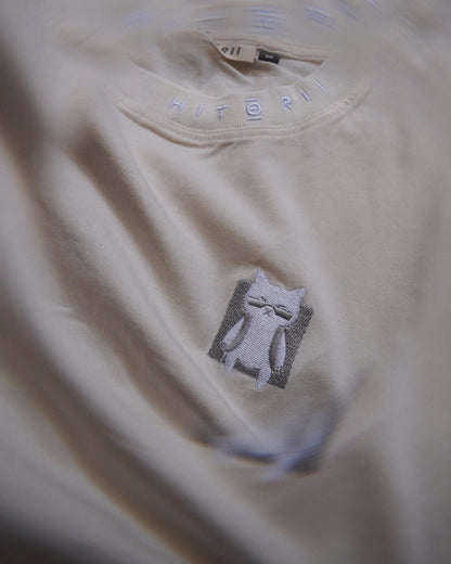 Embroidered Mao /// Oversized Tee /// Undyed Cotton (Cream)