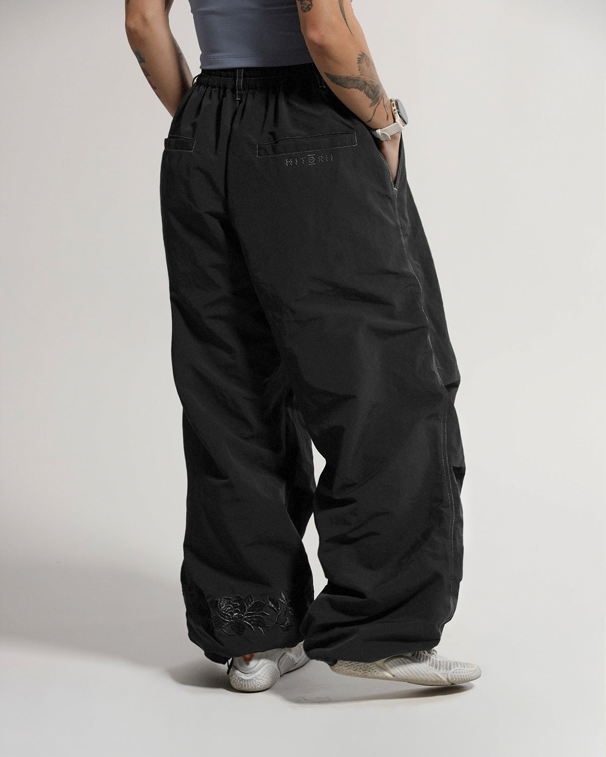 Fleece Shell Pants | Black | Peonies