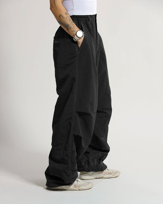 Fleece Shell Pants | Black | Peonies