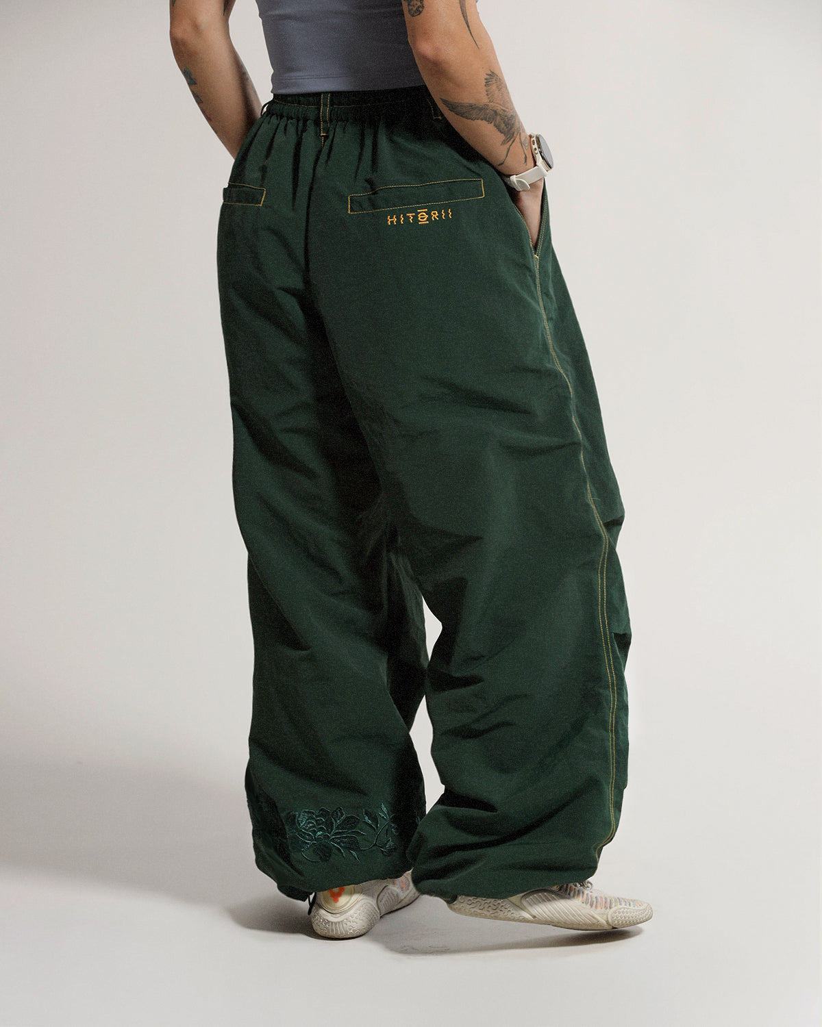 Fleece Shell Pants | Forest Green | Peonies