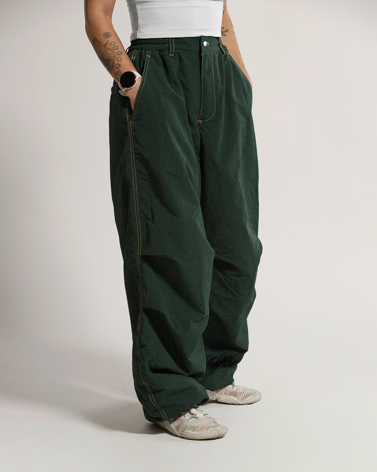 Fleece Shell Pants | Forest Green | Peonies