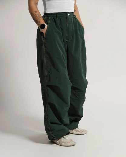Fleece Shell Pants | Forest Green | Peonies