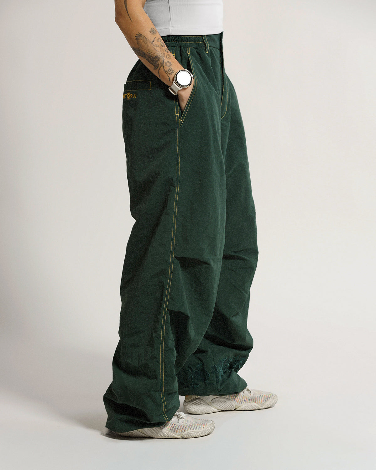 Fleece Shell Pants | Forest Green | Peonies
