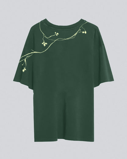 Entangled Fragaria | Oversized Tee | Forest Green