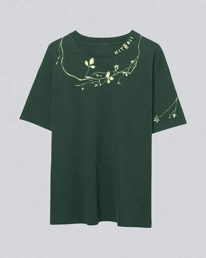 Entangled Fragaria | Oversized Tee | Forest Green