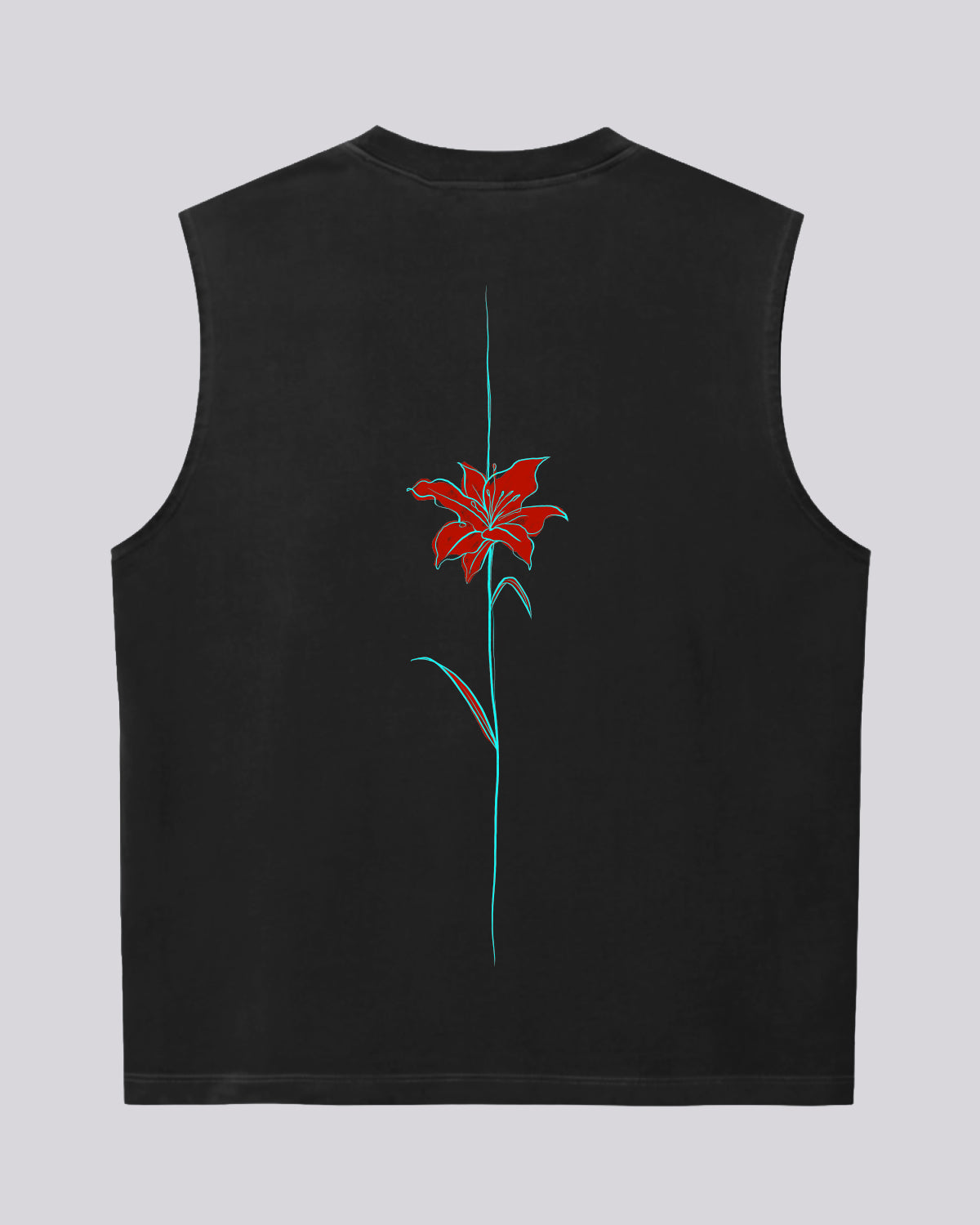 Red Iris | Muscle Tank | Charcoal