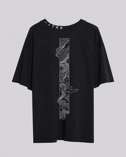 Solo Growth | Oversized Tee | Black + Reflective Gray