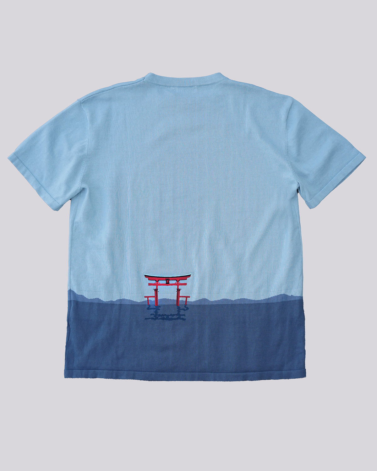 Miyajima Torii Gate | Knit Oversized Tee | Blue