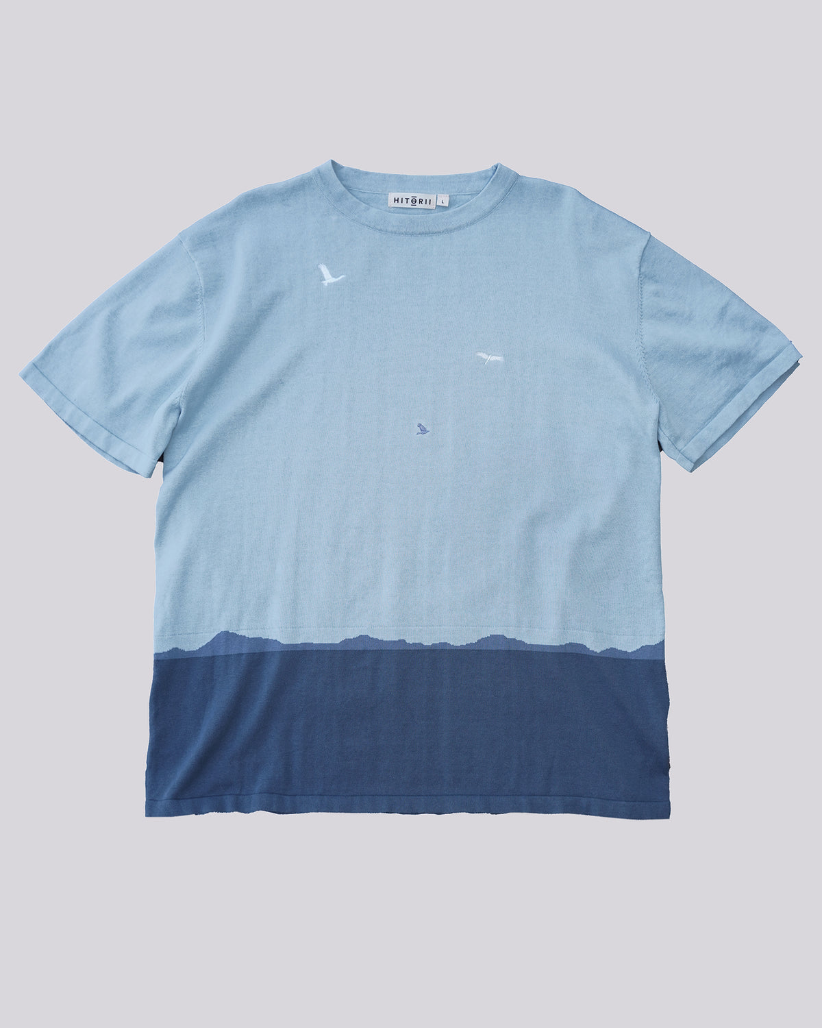 Miyajima Torii Gate | Knit Oversized Tee | Blue