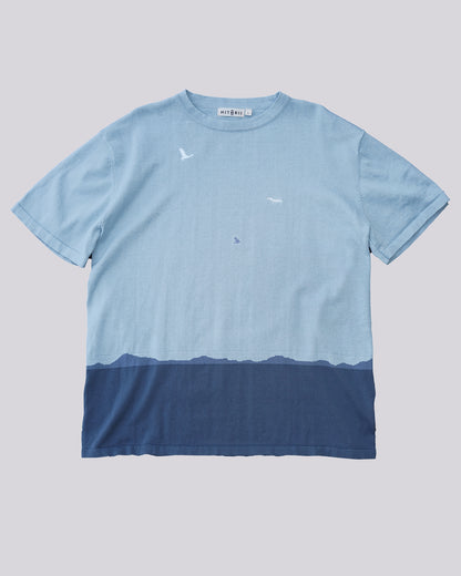 Miyajima Torii Gate | Knit Oversized Tee | Blue