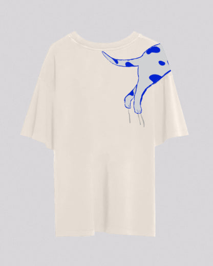 Shoulder Cat | Oversized Tee | Ivory