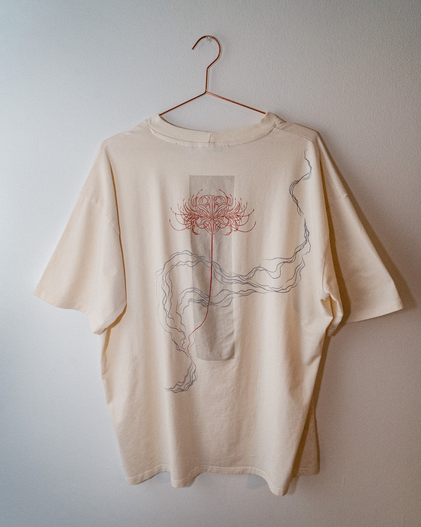 Red Spider Lily Tee /// Undyed Reclaimed Cotton /// Red 彼岸花 (Higanbana) - The Flower of Death