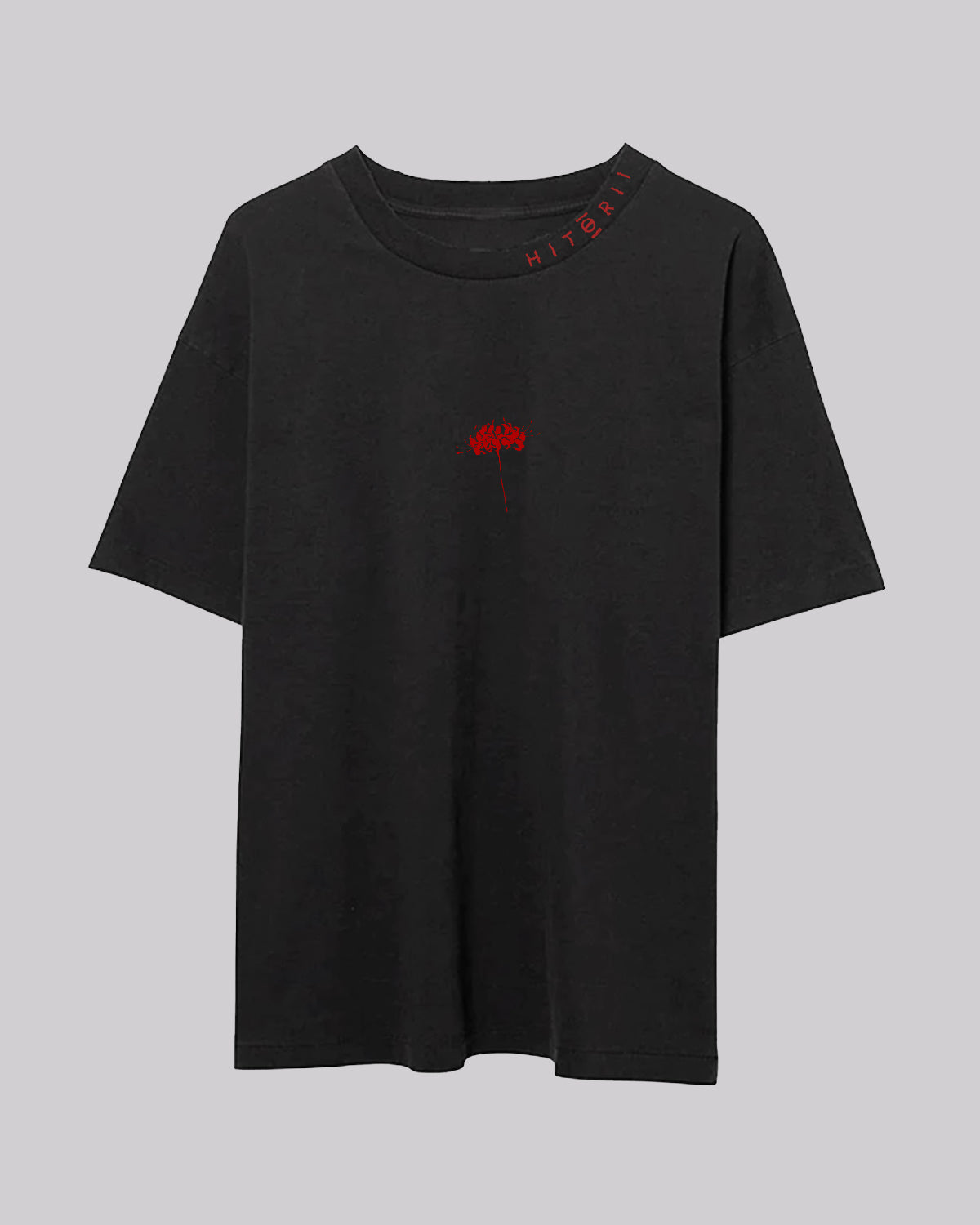 Red 彼岸花 (Higanbana) | Oversized Tee | Vintage Black