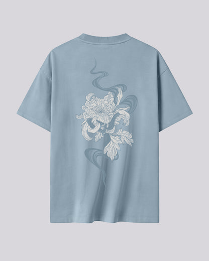 Kiku (Chrysanthemum) | Oversized Tee | Sky Blue