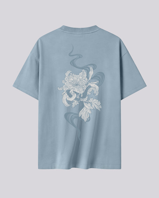 Kiku (Chrysanthemum) | Oversized Tee | Sky Blue