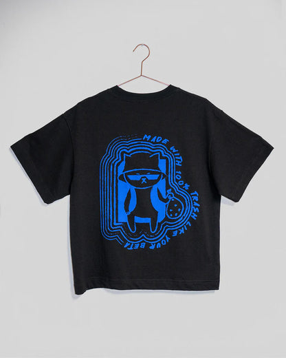 PRE-ORDER | Hitorii Trash Tee 2.0 | Boxy Tee | Black + Blue