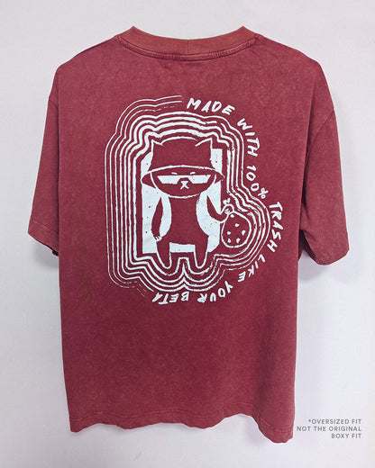 Hitorii Trash Tee 2.0 | Oversize Tee | Burgundy