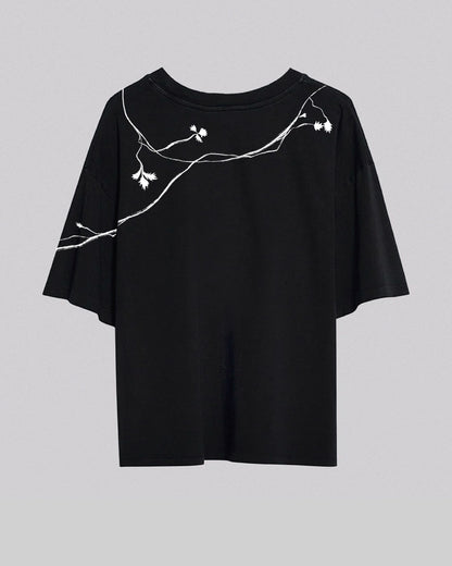 PRE-ORDER | Entangled Fragaria | Boxy Tee | Black x White