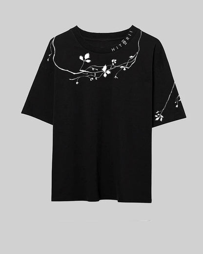 PRE-ORDER | Entangled Fragaria | Boxy Tee | Black x White