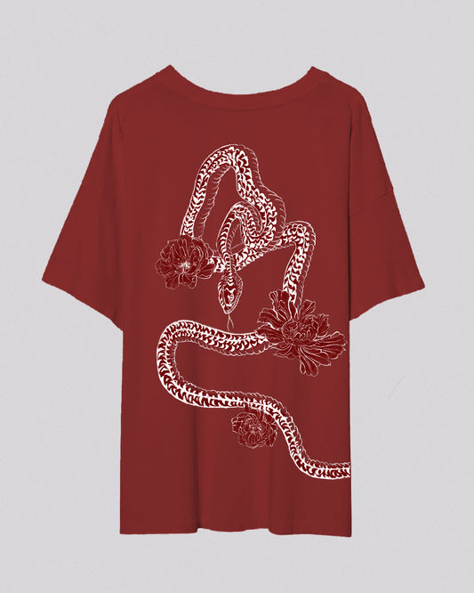Year of the Snake | Oversized Tee | Maroon